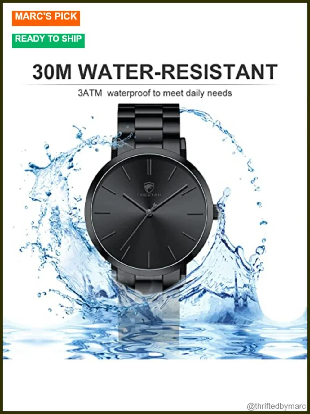 Men's Slim Minimalist Runway Plated Stainless Steel Quartz Analog Watch